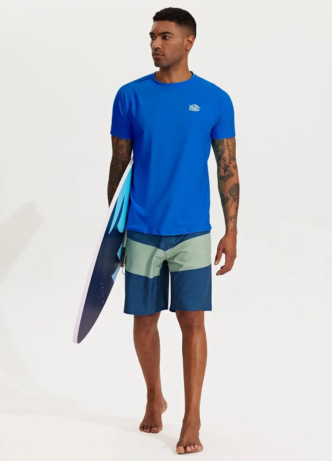 Willit Men's UPF 50  Rashguard Swim Shirt Short Sleeve SPF Sun Protection Quick Dry Water Beach Shirts Fishing Surf Shirt