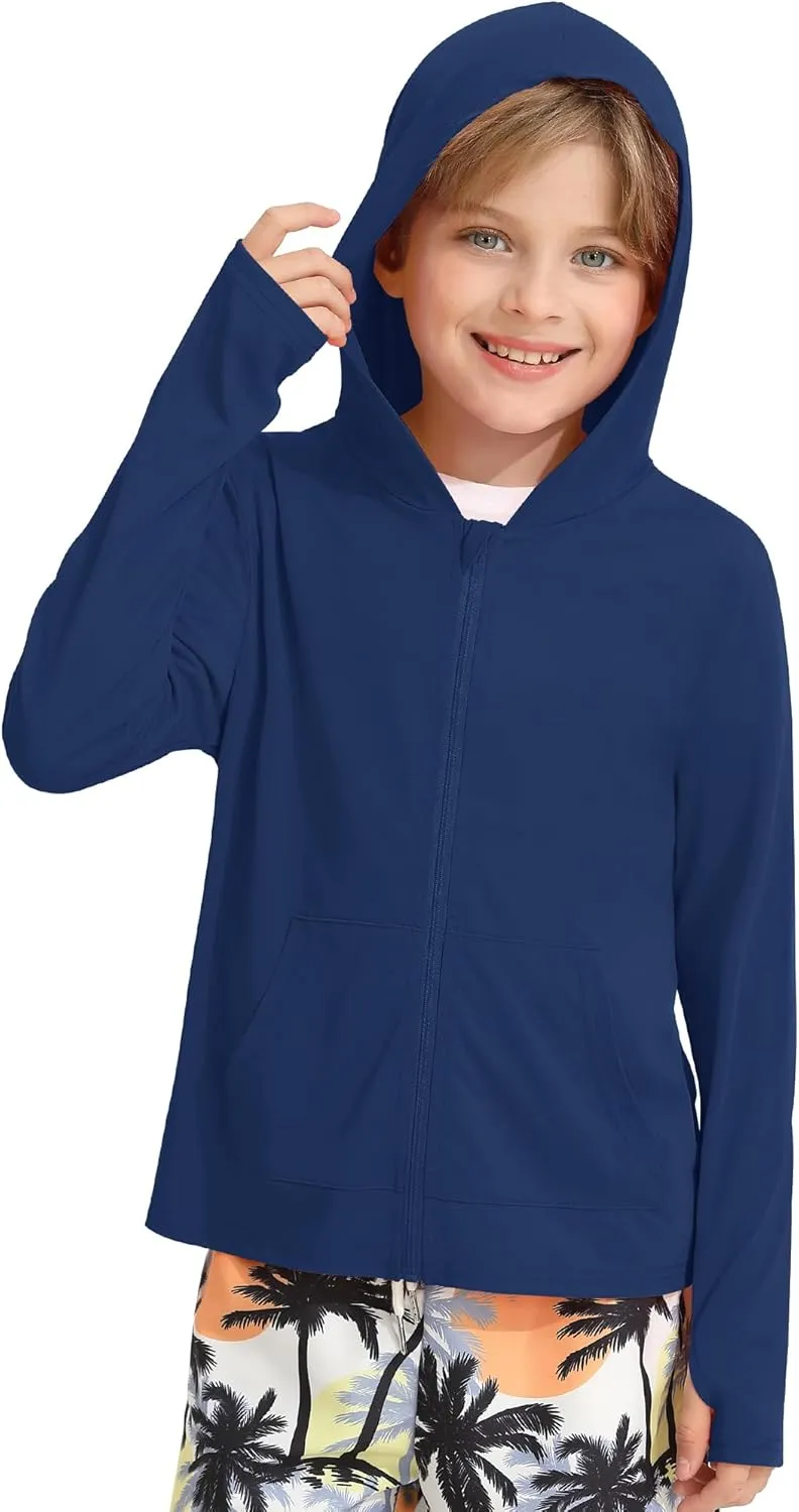 WISREMT Girls Boys Neon Shirt UPF 50  Rash Guard Long Sleeve Athletic Hoodie Sweatshirt Quick Dry Swim Cover Up Sun Shirts