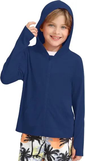 WISREMT Girls Boys Neon Shirt UPF 50  Rash Guard Long Sleeve Athletic Hoodie Sweatshirt Quick Dry Swim Cover Up Sun Shirts