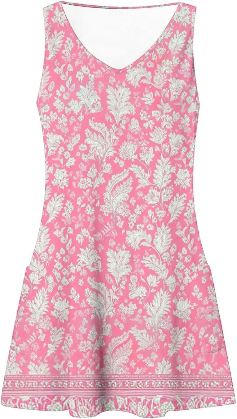 Women Boho Tank Dress 2025 Sleeveless Tunic Mini Dresses Floral Print Sundress Beach Resort Wear Short