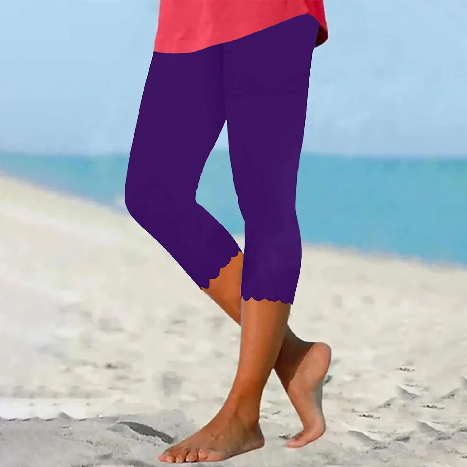 Women Capris Leggings 2024 Summer Causal Cropped Pants Dressy Trendy Knee Length Capri Laides Yoga Clothing