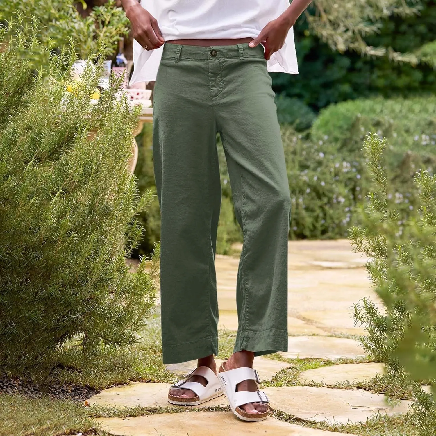 Women Causal Pants Wide Leg high Waist Trousers Daily Solid Color Pocket Straight Leggings Pants Casual Jeans