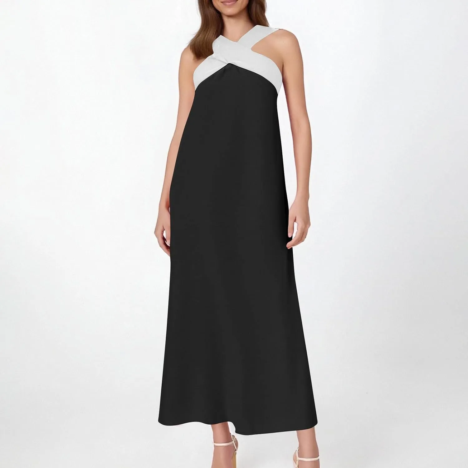 Women Criss Cross Dress Loose Fit Sleeveless Backless Going Out Outfits Summer Beach Boho Trendy Sundress