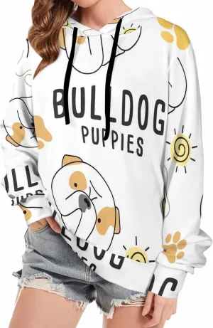 Women Hoodie Boston Terrier Pattern Oversized Drawstring Sweatshirts Hoodies Long Sleeve Shirts Pullover Clothes