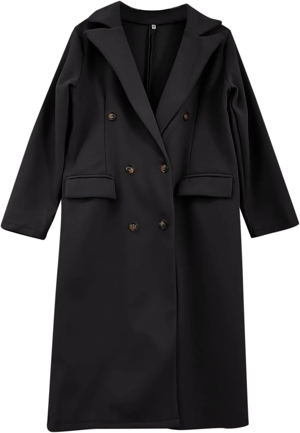 Women Length Trench Notched Lapel Double Breasted Casual Coat Winter Thermal Business Office Work Outwear with Pocket