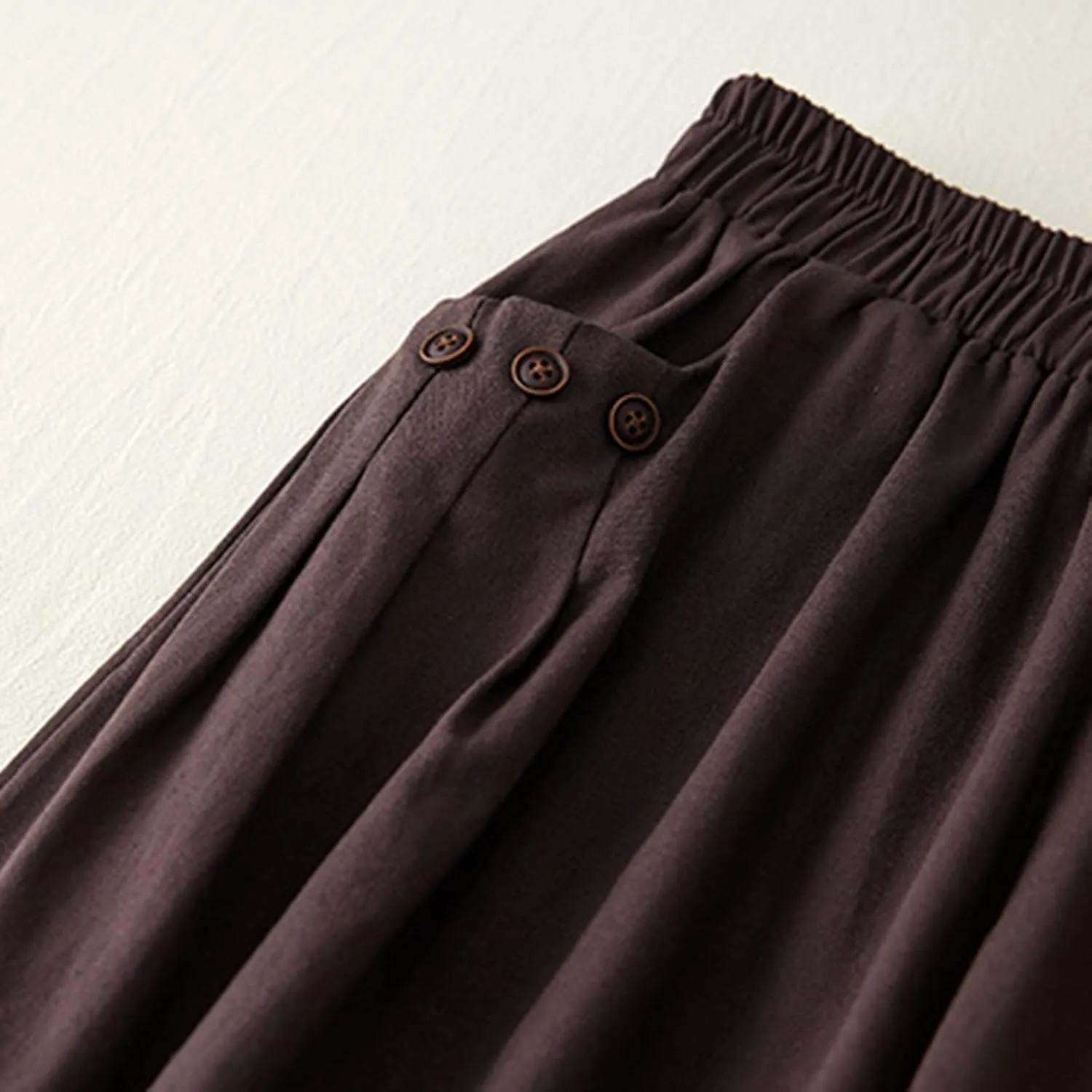 Women Pants Summer High Waisted Cotton Linen Solid Palazzo Pant with Pocket Trendy 2025 Wide Leg Long Lounge Trouser