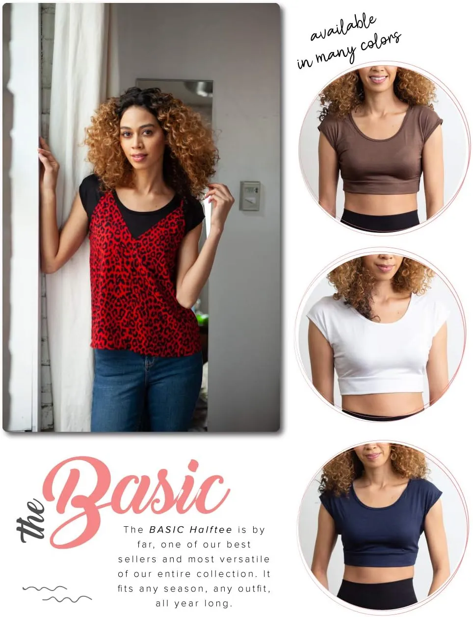 Women Tank Top Cami Layering HALFTEE Cap Sleeve Tee | Demi Crop Undershirt for Women & Teens XS-6X