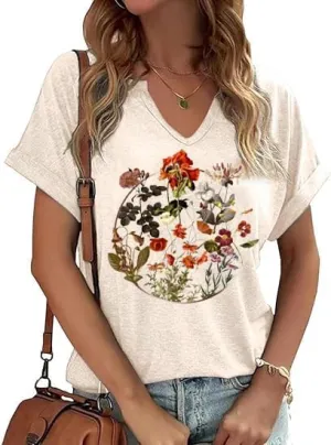 Women Vintage V Neck Shirts Rock and Roll Music Guitar Graphic T Shirt Country Music Tops Teacher Tee