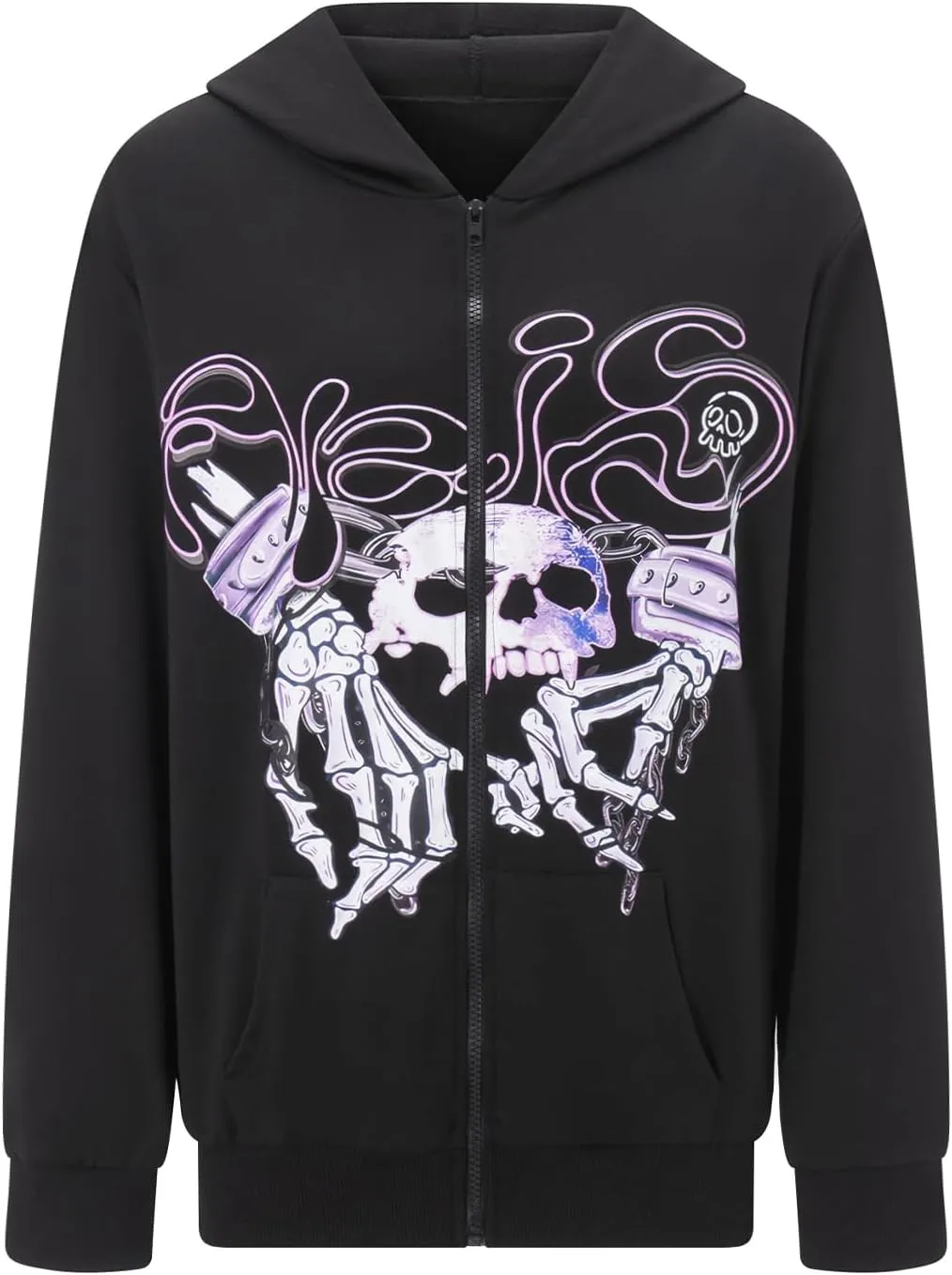 Women Zip Up Hoodie Y2k Vintage Graphic Oversized Sweatshirt Long Sleeve Goth Jacket Full Grunge Streetwear