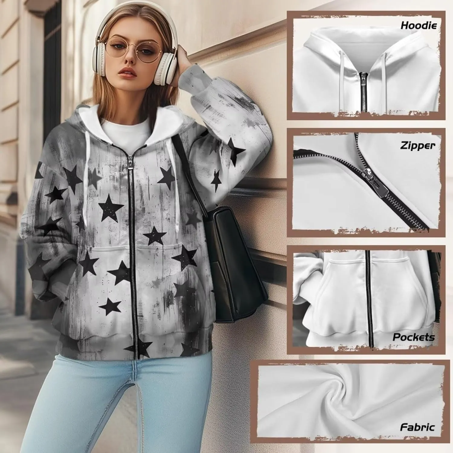 Women's 2024 Zip Up Y2K Hoodies Casual Long Sleeve Sweatshirts Fall Zipper Jackets with Pockets