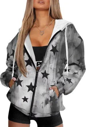 Women's 2024 Zip Up Y2K Hoodies Casual Long Sleeve Sweatshirts Fall Zipper Jackets with Pockets