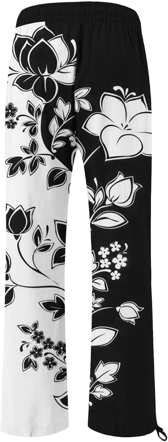 Womens Boho Wide Leg Pants High Waist Summer Casual Loose Fit Palazzo Trousers Floral Beach Vacation Clothes 2025