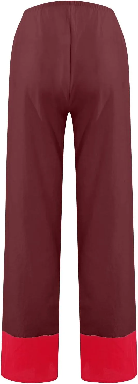 Women's Capri Pants Casual Summer Cotton Linen Cropped Tulip Lounge Trousers Comfy Baggy with Pockets Palazzo