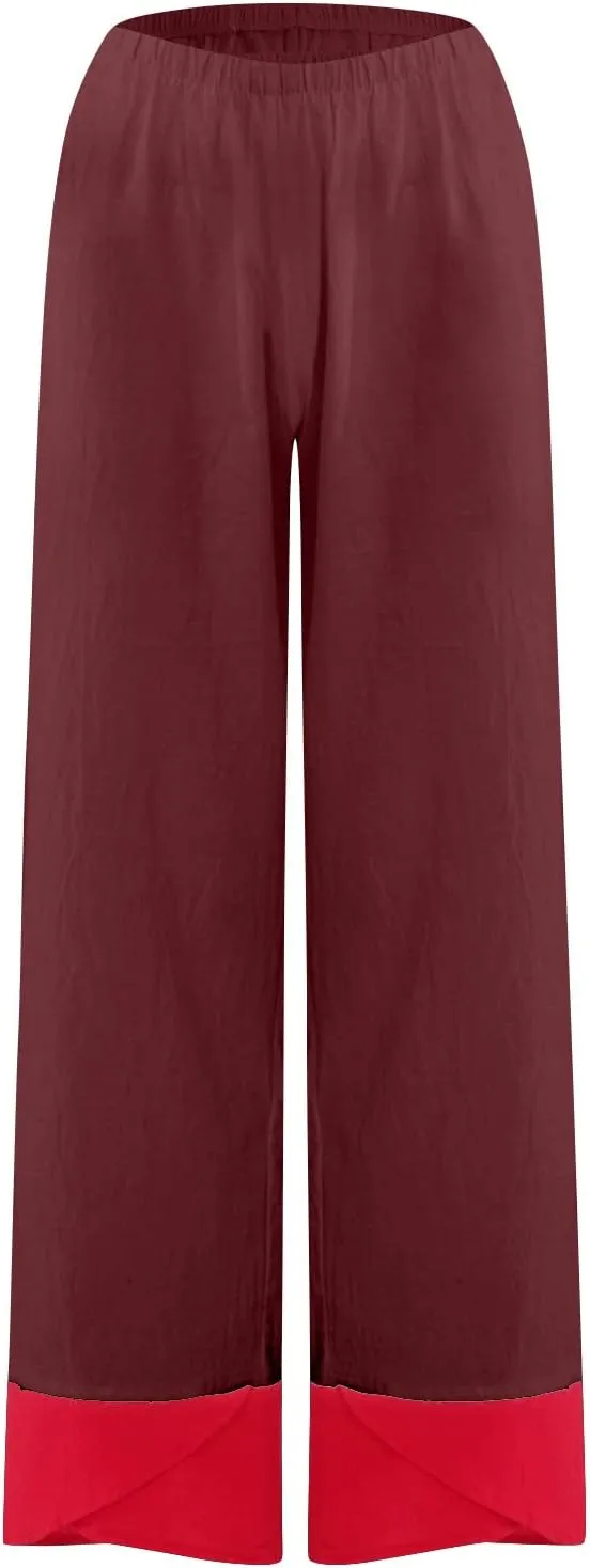 Women's Capri Pants Casual Summer Cotton Linen Cropped Tulip Lounge Trousers Comfy Baggy with Pockets Palazzo