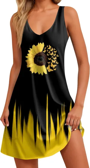 Women's Casual Dresses, Short Sleeve Tie V Neck Ruffled Midi Flowy Dress Women's V Neck Short Sleeve Summer Maxi Dress