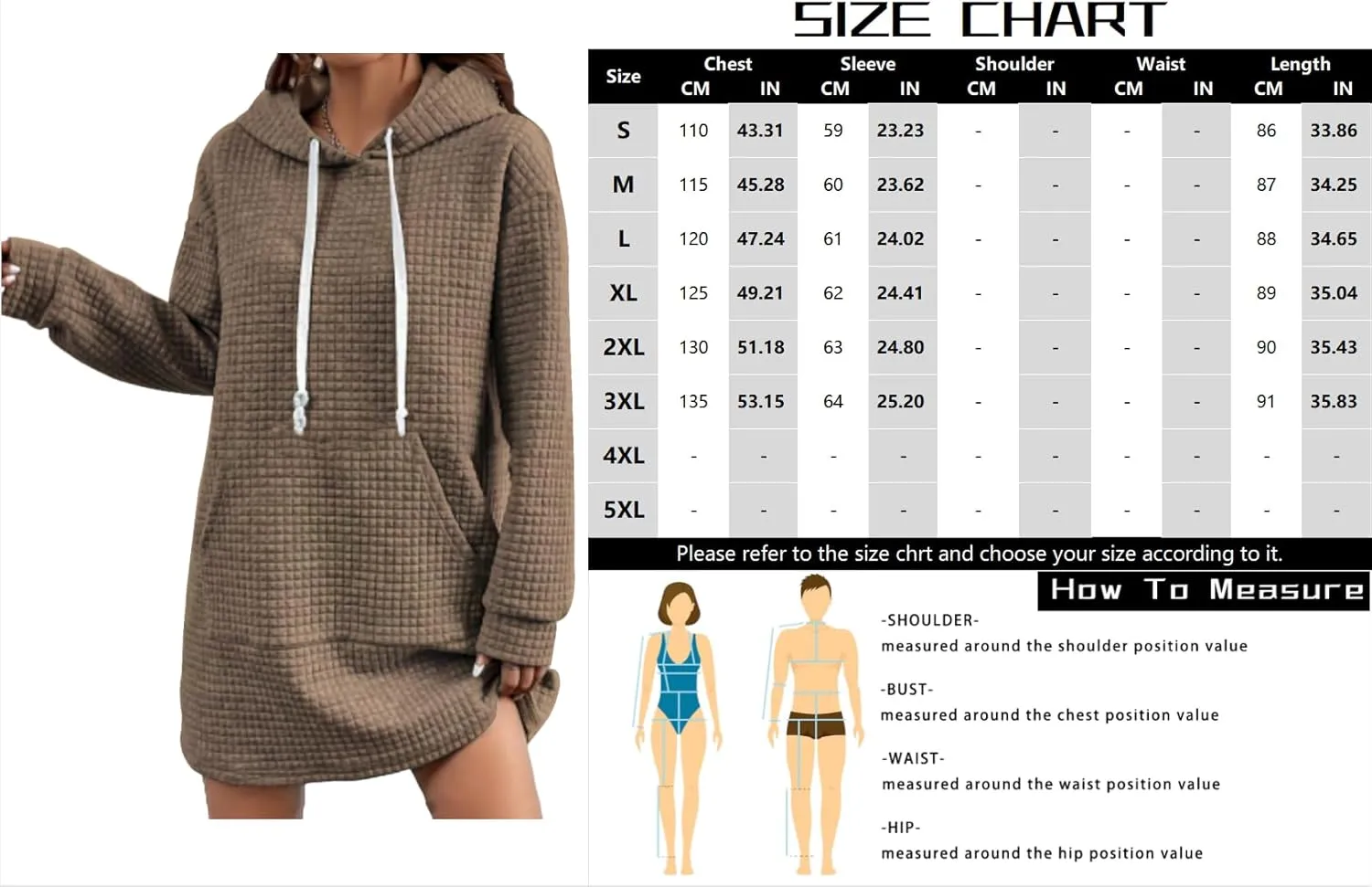Women's Casual Hoodie Dress 2025 Oversized Pullover Textured Hooded Sweatshirts Dresses with Kangaroo Pocket