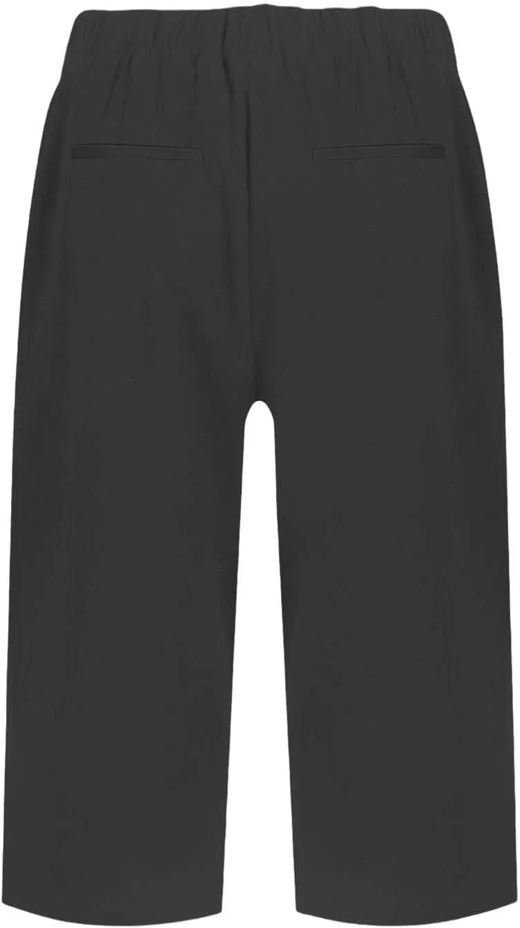 Womens Cotton Linen Capri Pants Summer Elastic Waist Plus Size Casual Pants Wide Leg Lightweight Capris with Pockets
