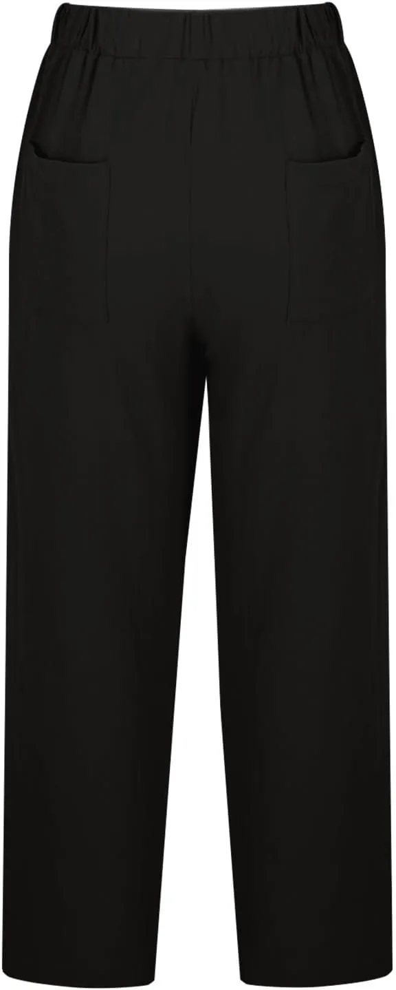 Womens Cotton Linen Pants 2025 Summer Wide Leg Casual Loose Pants with Pocket Drawstring High Waist Palazzo Trousers
