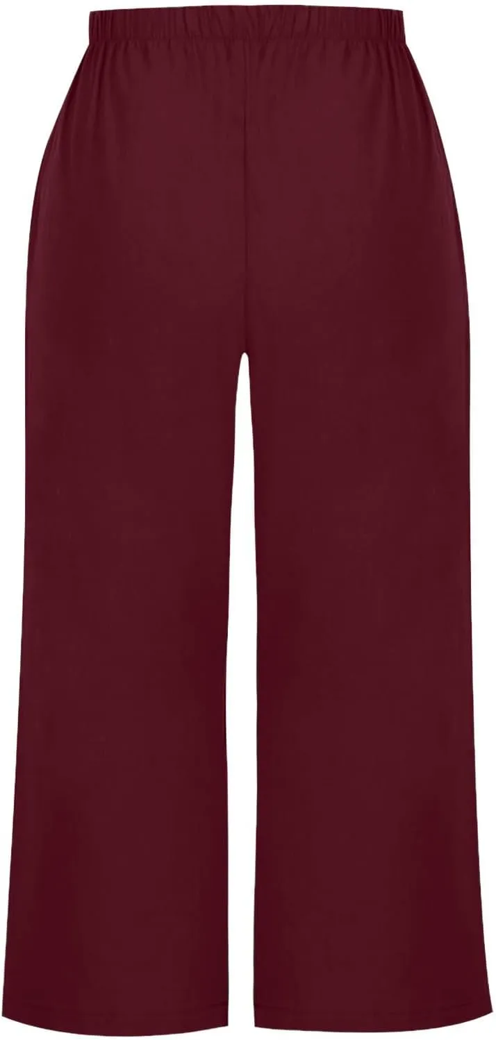 Womens Cotton Linen Pants High Waist Wide Leg Pant Dressy Casual Summer Resort Wear 2024 Loose Lounge Capri Trousers