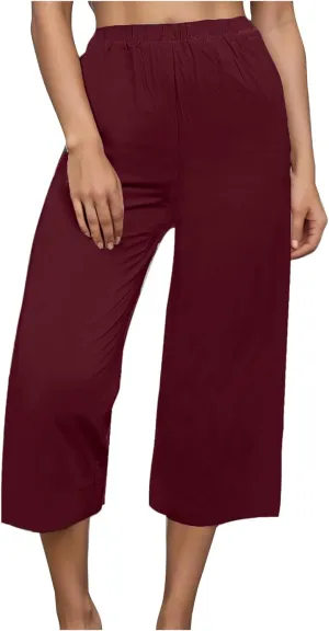 Womens Cotton Linen Pants High Waist Wide Leg Pant Dressy Casual Summer Resort Wear 2024 Loose Lounge Capri Trousers