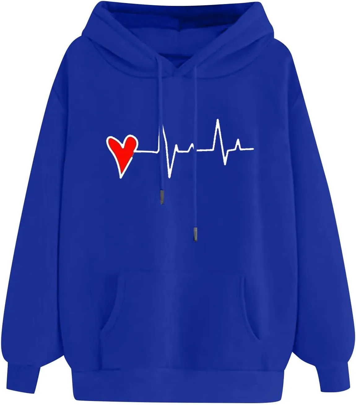 Women's Cute Heart Print Hooded Sweatshirts With Pockets Long Sleeve Hoodies Athletic Workout Pullover Y2K Clothes