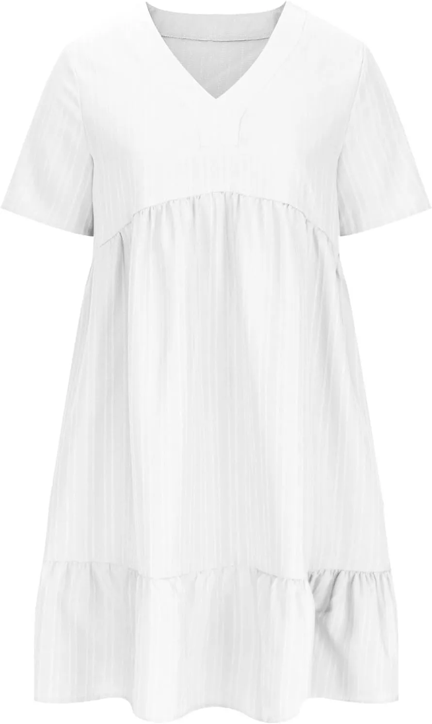 Womens Dresses 2025 Summer Spring V Neck Short Sleeve Casual a Line Ruffle Flowy Swing Dress Mini Dress Beach Dresses