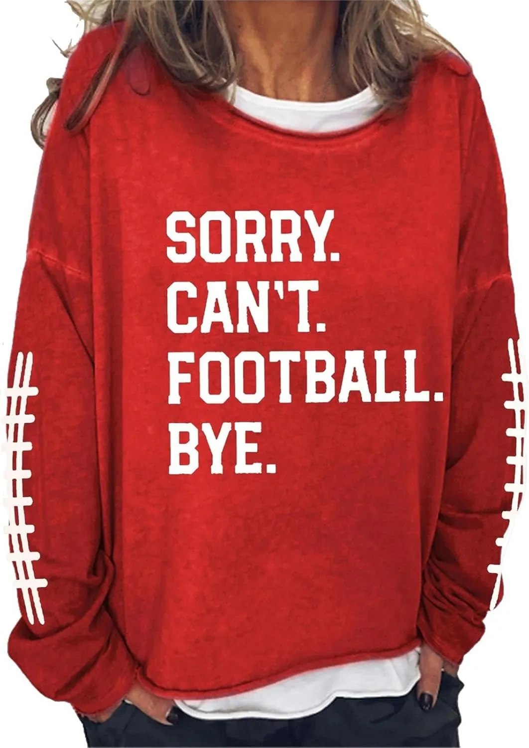 Women's Football Game Day Sweatshirt Funny Letter Print Crewneck Drop Shoulder Pullover Swseatshirt Loose Sports Tops