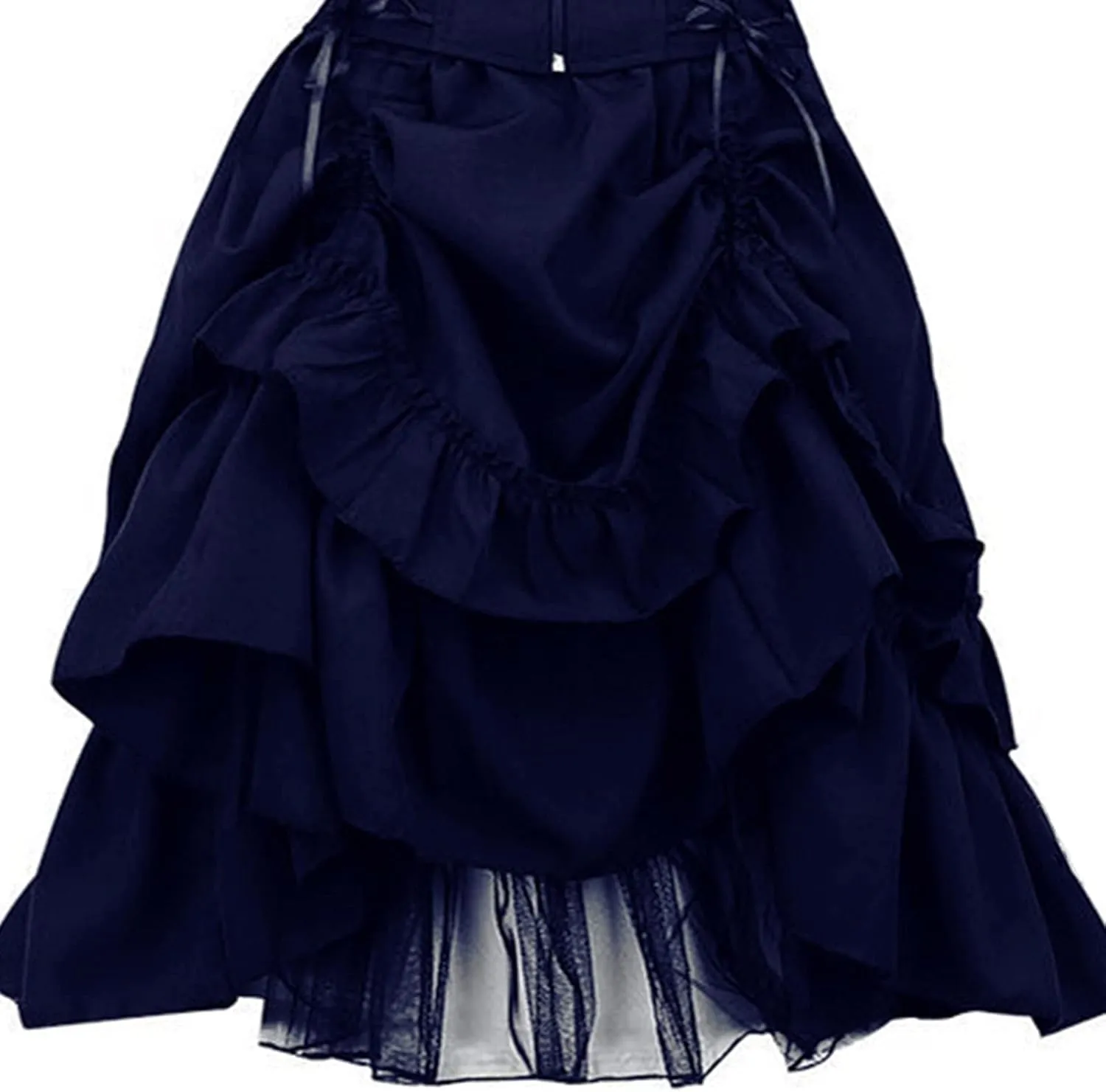 Women's Gothic Dress Square Neck Sleeveless Ruffle Steampunk Costume Victorian Outfit Halloween Masquerade Dresses