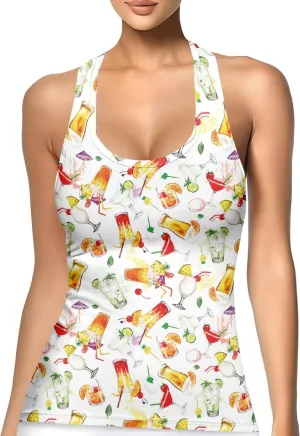 Womens Graphic Tank Tops Racerback Sleeveless Summer Donut Print Top Rainbow Workout Shirt