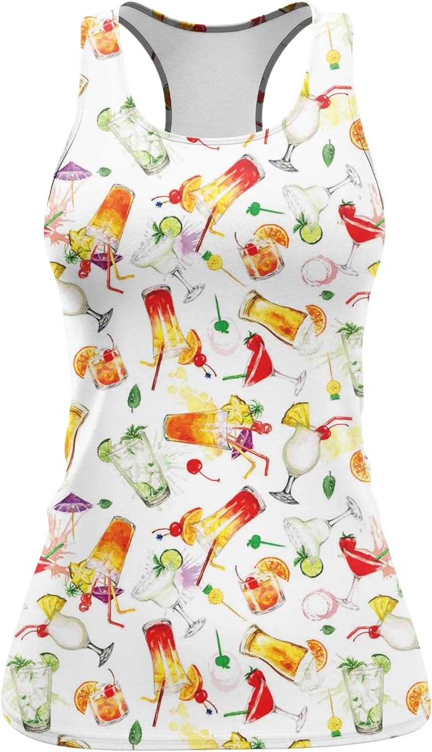 Womens Graphic Tank Tops Racerback Sleeveless Summer Donut Print Top Rainbow Workout Shirt