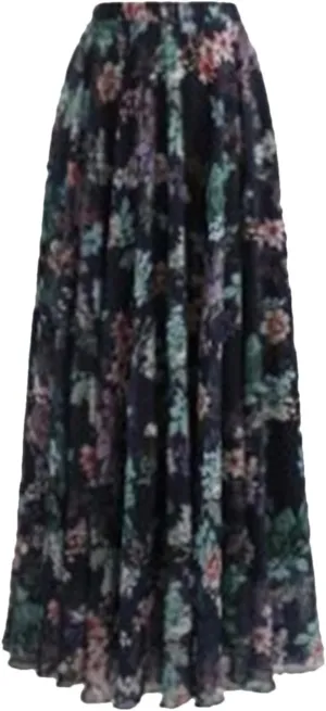 Women's High Waist Boho Floral Maxi Skirt Casual Flowy Swing Pleated A Line Beach Long Skirts