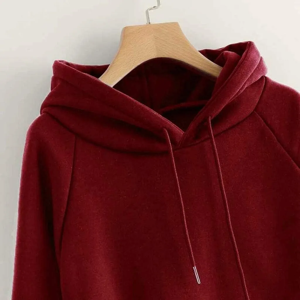 Women's Hoodies Casual Long Sleeve Pullover Tops Pocket Solid Oversized Fall Winter Lightweight Hooded Sweatshirts