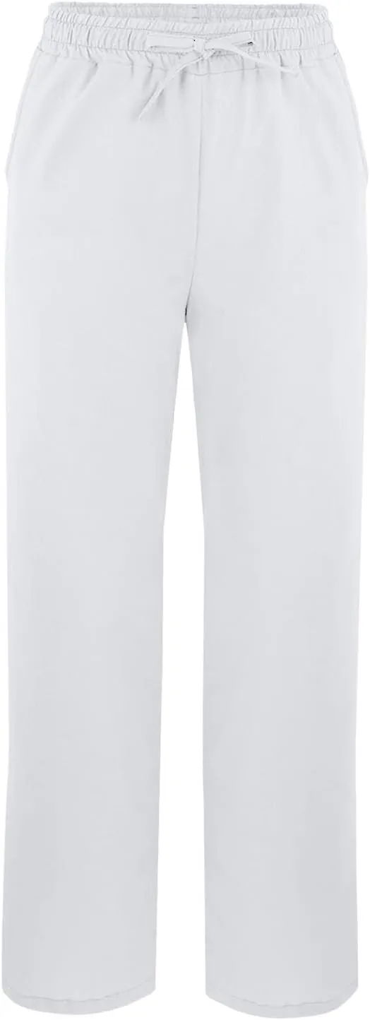 Womens Linen Pants Summer Elastic High Waist Straight Leg Pant Casual Fashion Lightweight Lounge Loose Beach Trouser
