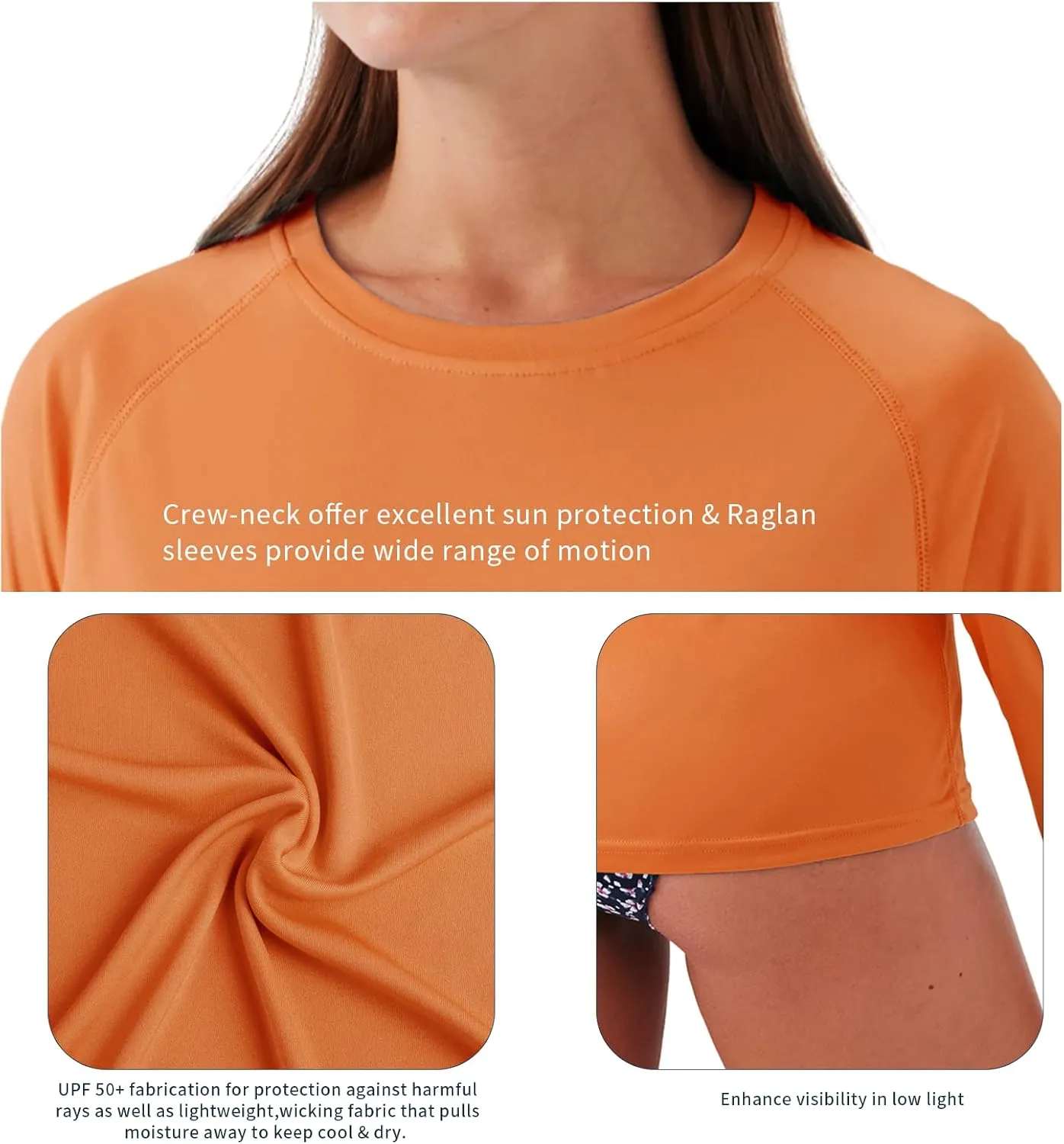 Women's Long Short Sleeve Rash Guard Swim Shirt