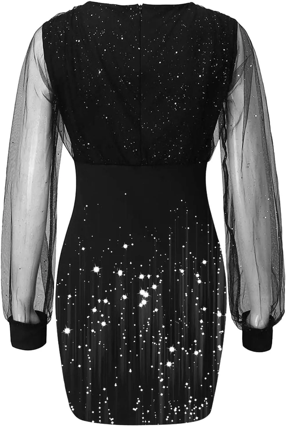 Women's Long Sleeve V-Neck Lace Printed Cocktail Prom Dresses