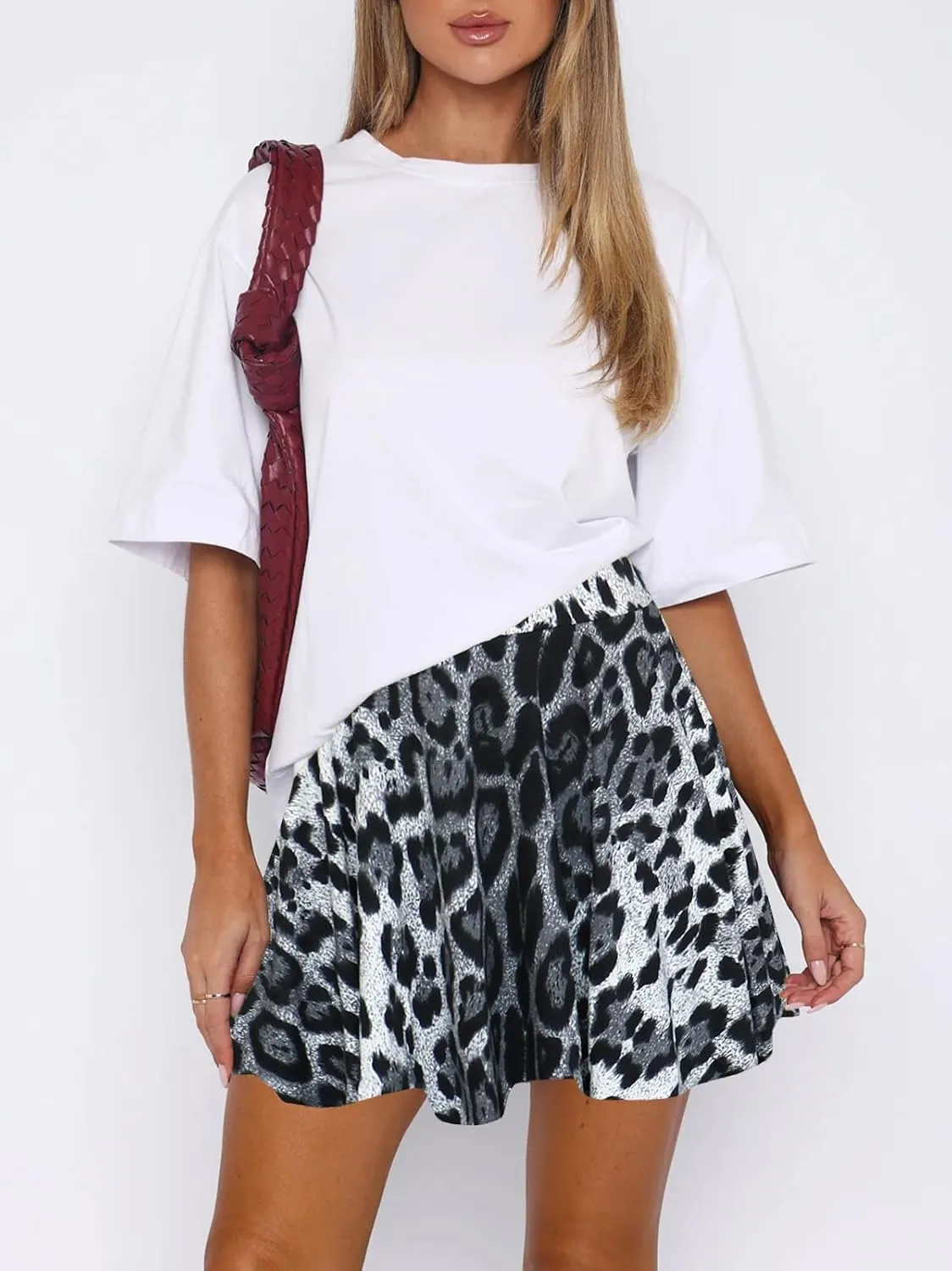 Women's Mini Skater Skorts Skirts - High Waisted Summer Y2K Pleated Flowy Athletic Flare Skirt with Shorts Underneath