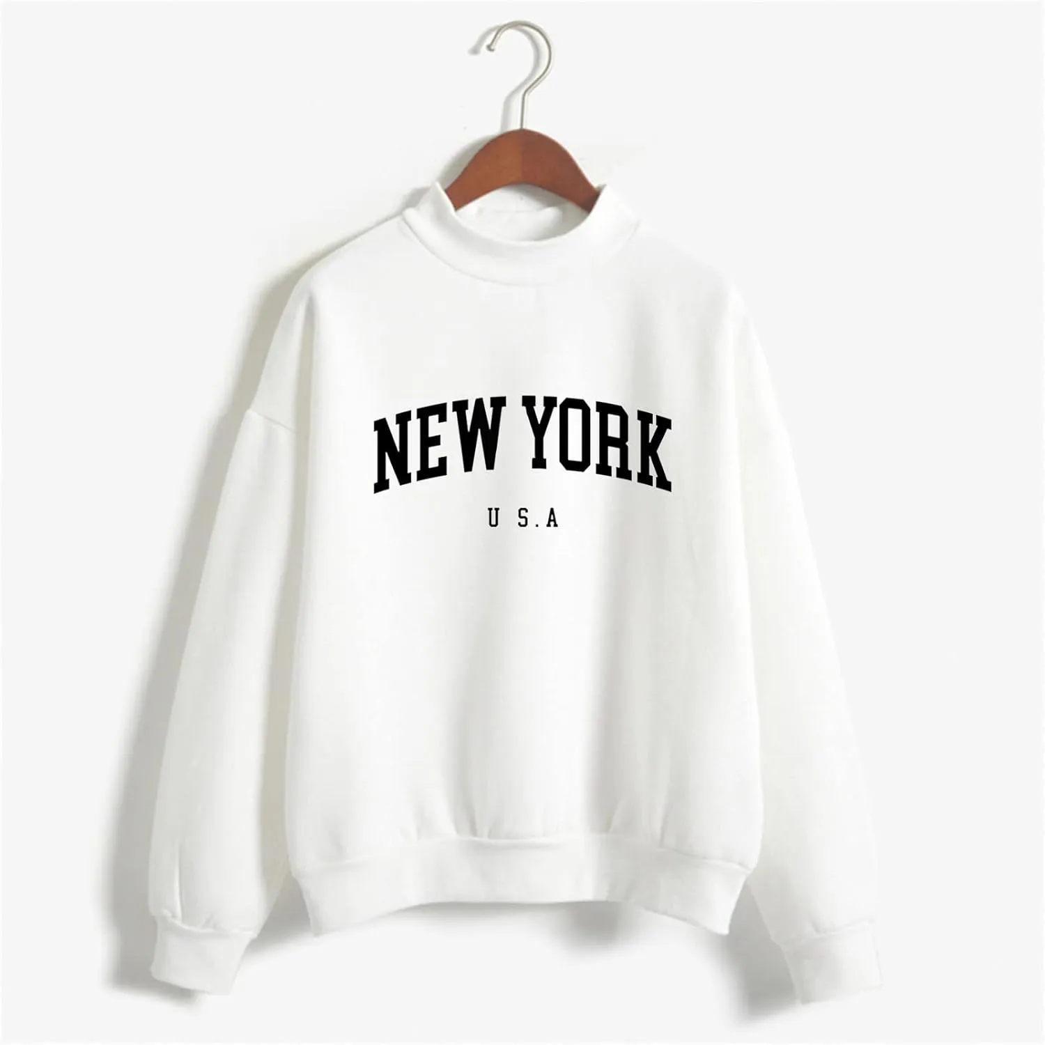Womens New York Sweatshirt Round Neck Letter Graphic Cute Sweatshirt Oversized Casual Hoodie Teen Girls Fall Y2K Clothes
