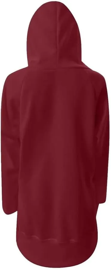 Women's Oversized Casual Pullover Long Sleeve Split Hem Drawstring Hoodies Dress, Long Hoodies for Women with Pocket