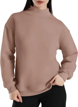 Womens Oversized Crew Neck Sweatshirt Turtleneck Pullover Long Sleeve Cute Hoodies Winter Clothes For Women Tops