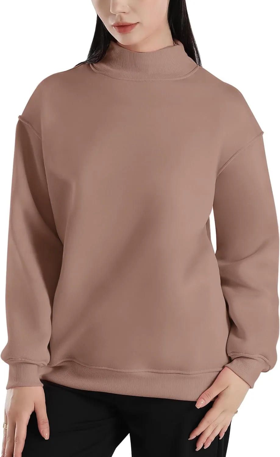 Womens Oversized Crew Neck Sweatshirt Turtleneck Pullover Long Sleeve Cute Hoodies Winter Clothes For Women Tops