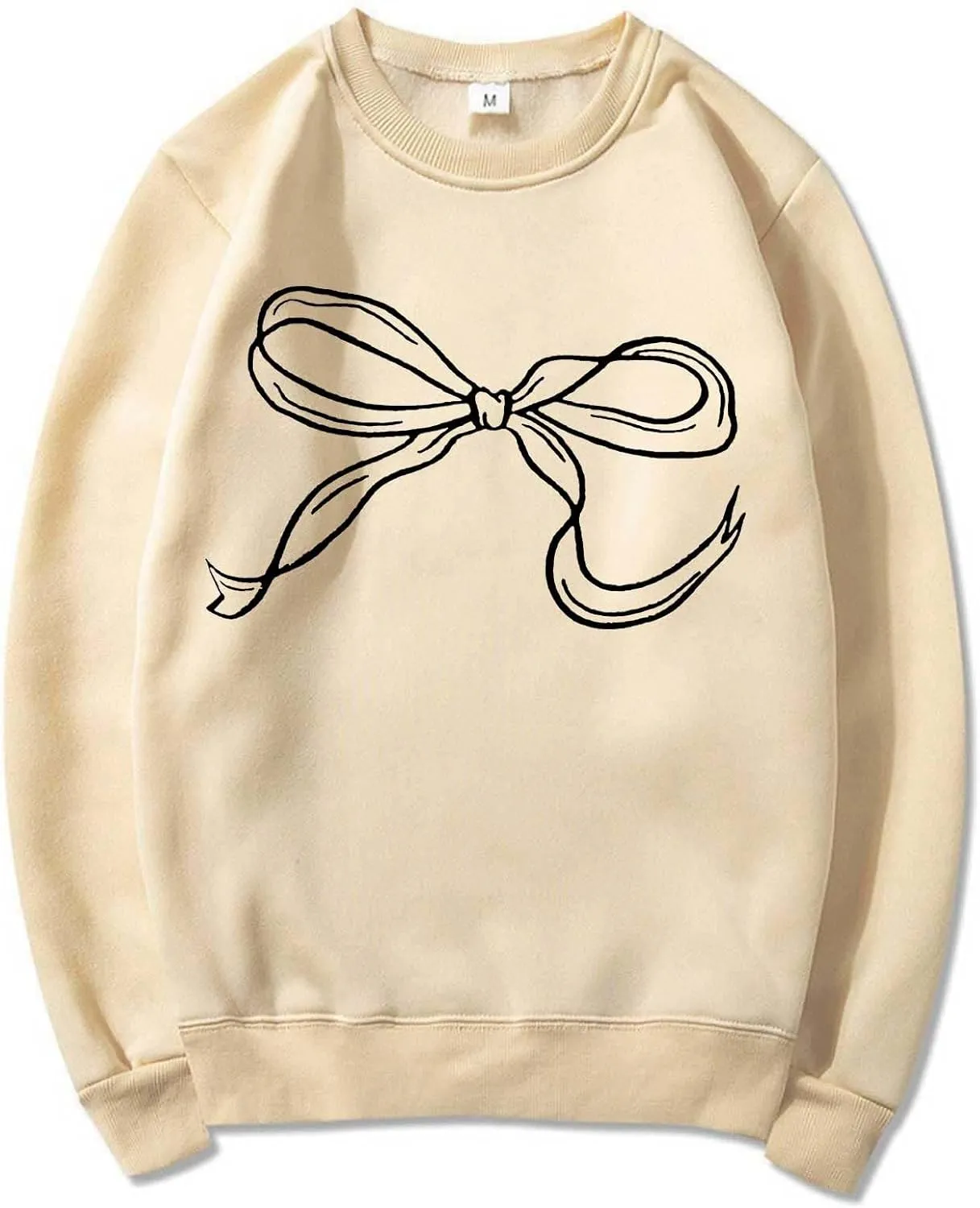 Womens Oversized Crewneck Sweatshirt Hoodies Women Cute Bow Graphic Sweatshirts Long Sleeve Fleece Pullover Bow Sweater Y2k