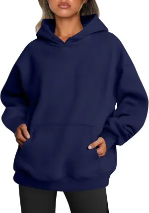 Womens Oversized Hoodie Baggy Fleece Hooded Sweatshirts Trendy Drop Shoulder Pullover Sweater Fall Clothes w/Pockets