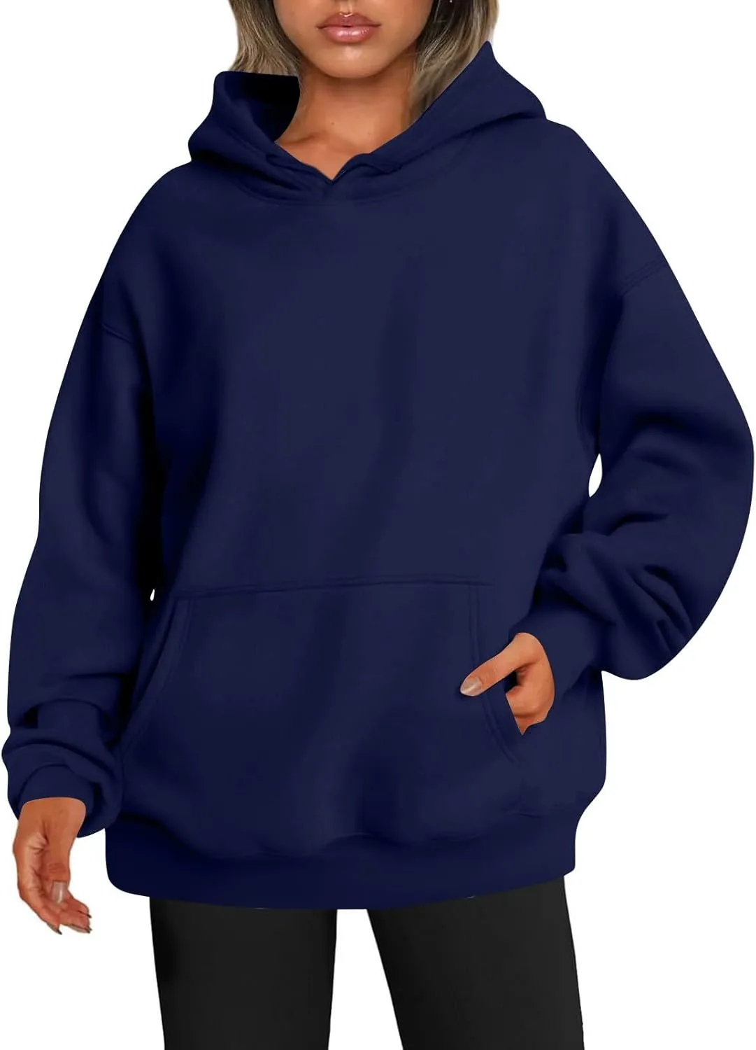 Womens Oversized Hoodie Baggy Fleece Hooded Sweatshirts Trendy Drop Shoulder Pullover Sweater Fall Clothes w/Pockets