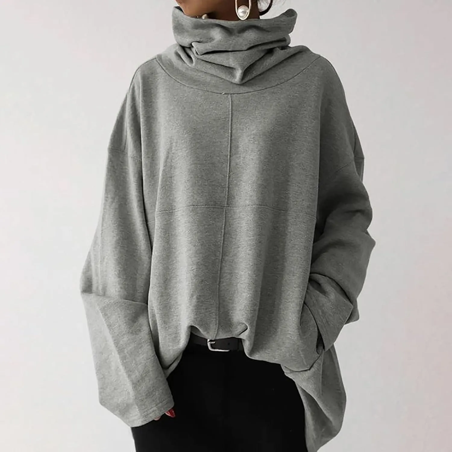 Women's Oversized Sweatshirts 2024 Cowl Neck Casual Loose Fit Hoodies Fall Trendy Pullover Long Sleeve Tunic Top