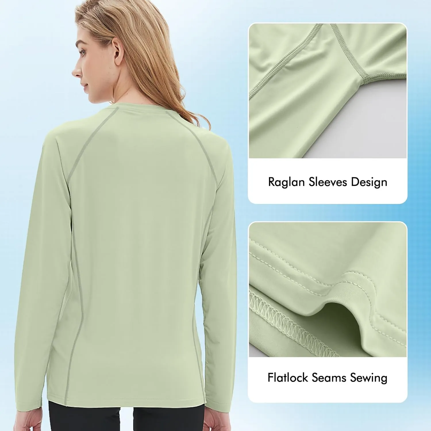 Women's Rash Guard Long Sleeve Shirt UPF 50  Sun UV Protection Quick Dry Swim Shirt Yoga Running Hiking Gym Tee Top