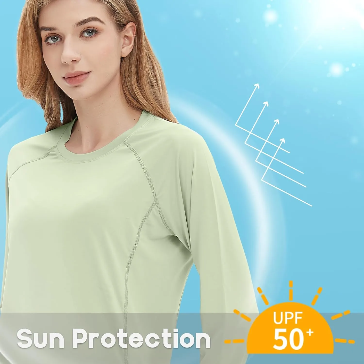 Women's Rash Guard Long Sleeve Shirt UPF 50  Sun UV Protection Quick Dry Swim Shirt Yoga Running Hiking Gym Tee Top