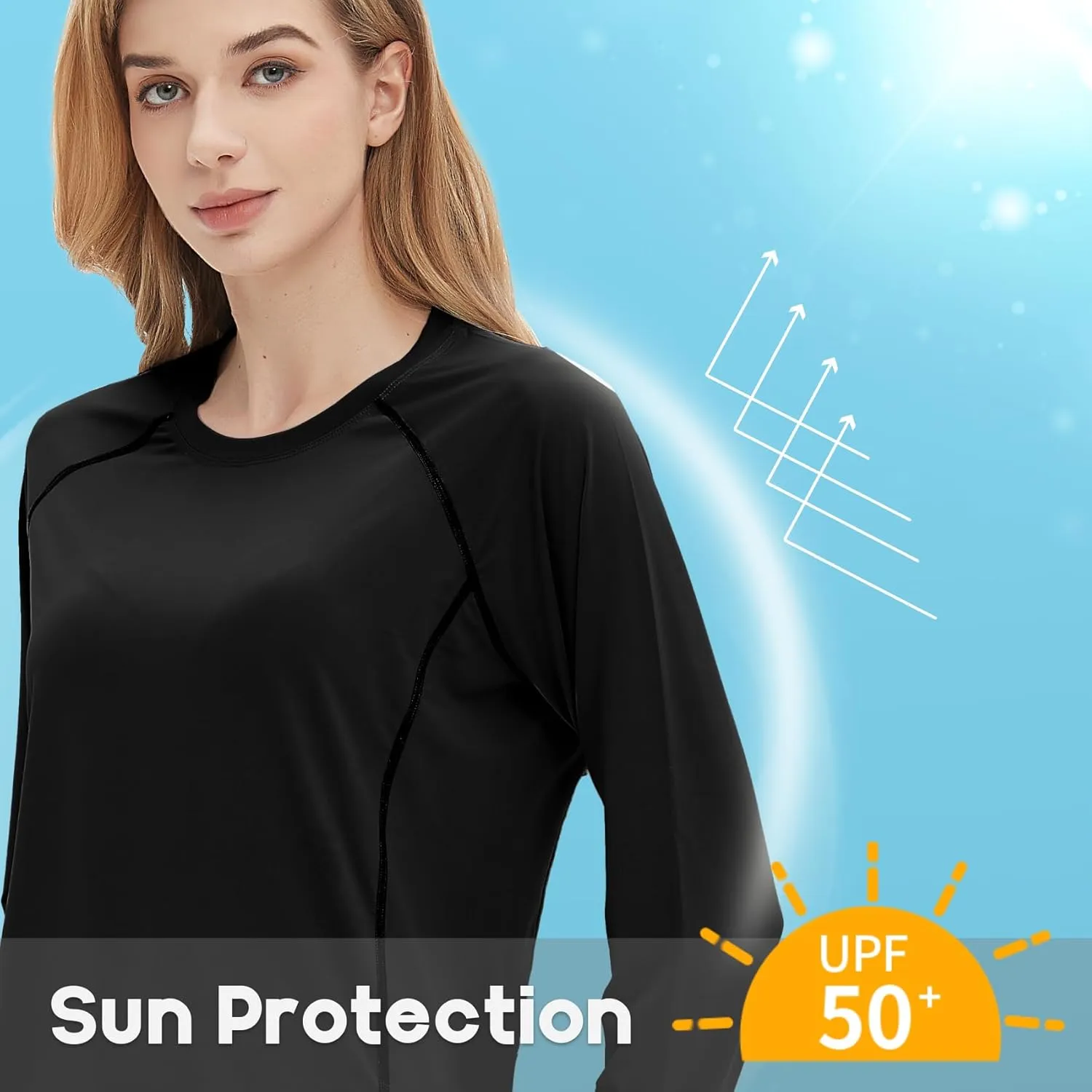 Women's Rash Guard Long Sleeve Shirt UPF 50  Sun UV Protection Quick Dry Swim Shirt Yoga Running Hiking Gym Tee Top