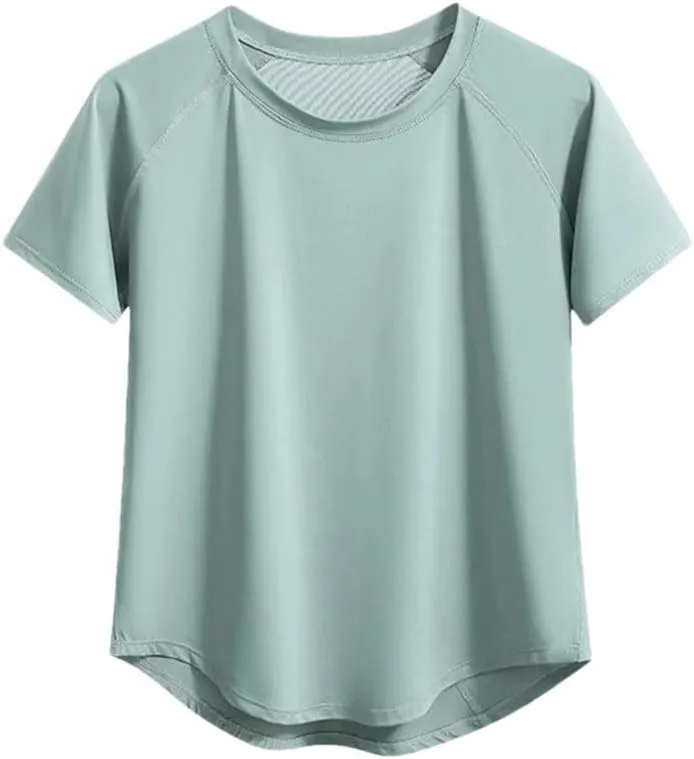 Women's Short Sleeve T-Shirts Breathable Quick-Dry Fitness Casual Sport T-Shirt Yoga Tops