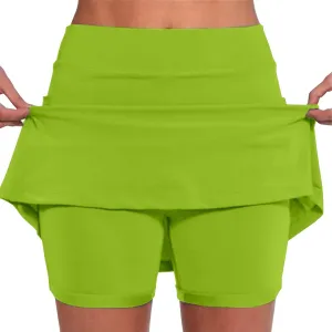 Womens Skorts with Pockets Solid Mid Waist Plus Size Skorts for Women High Waist Athletic Sports Yoga Pants Skirt