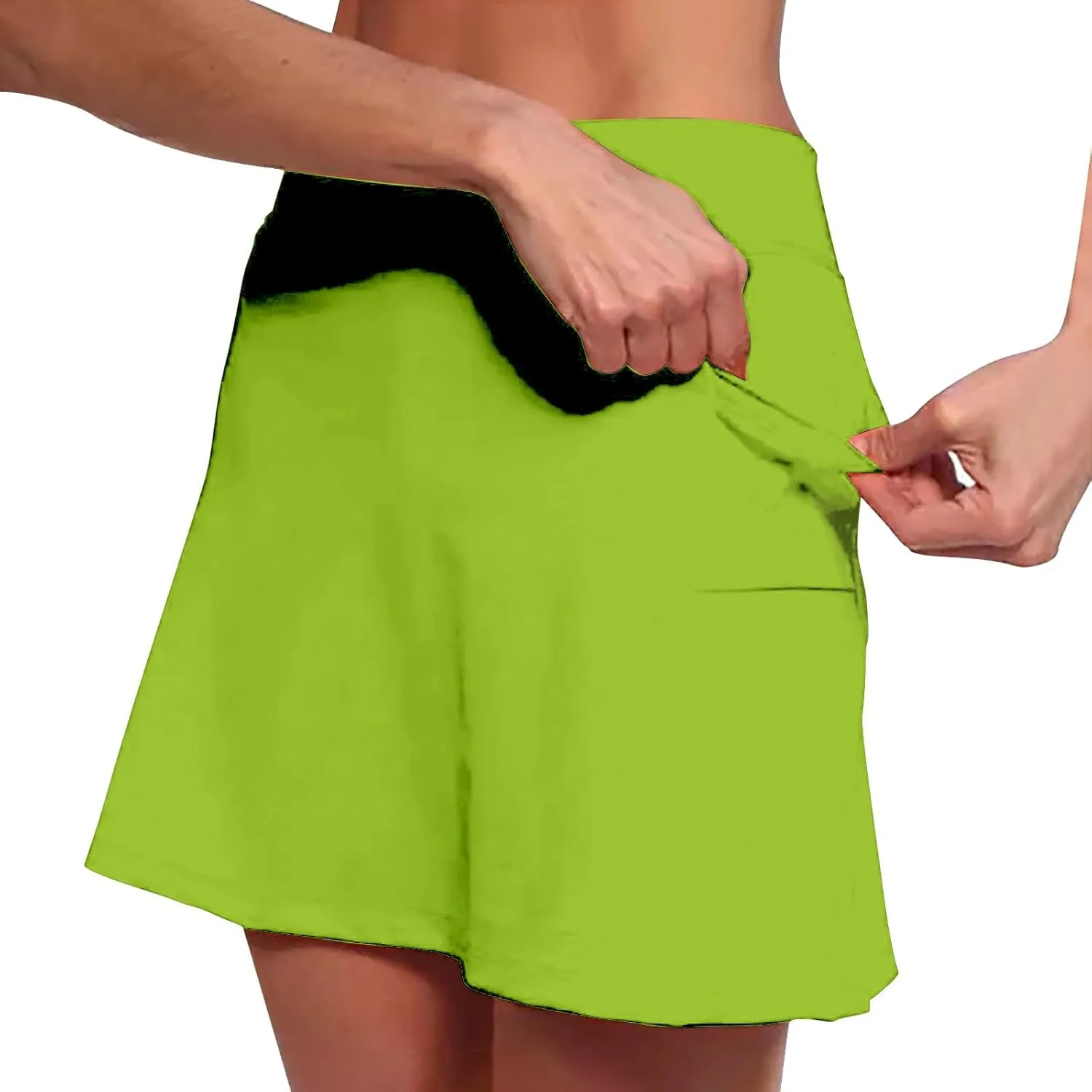 Womens Skorts with Pockets Solid Mid Waist Plus Size Skorts for Women High Waist Athletic Sports Yoga Pants Skirt
